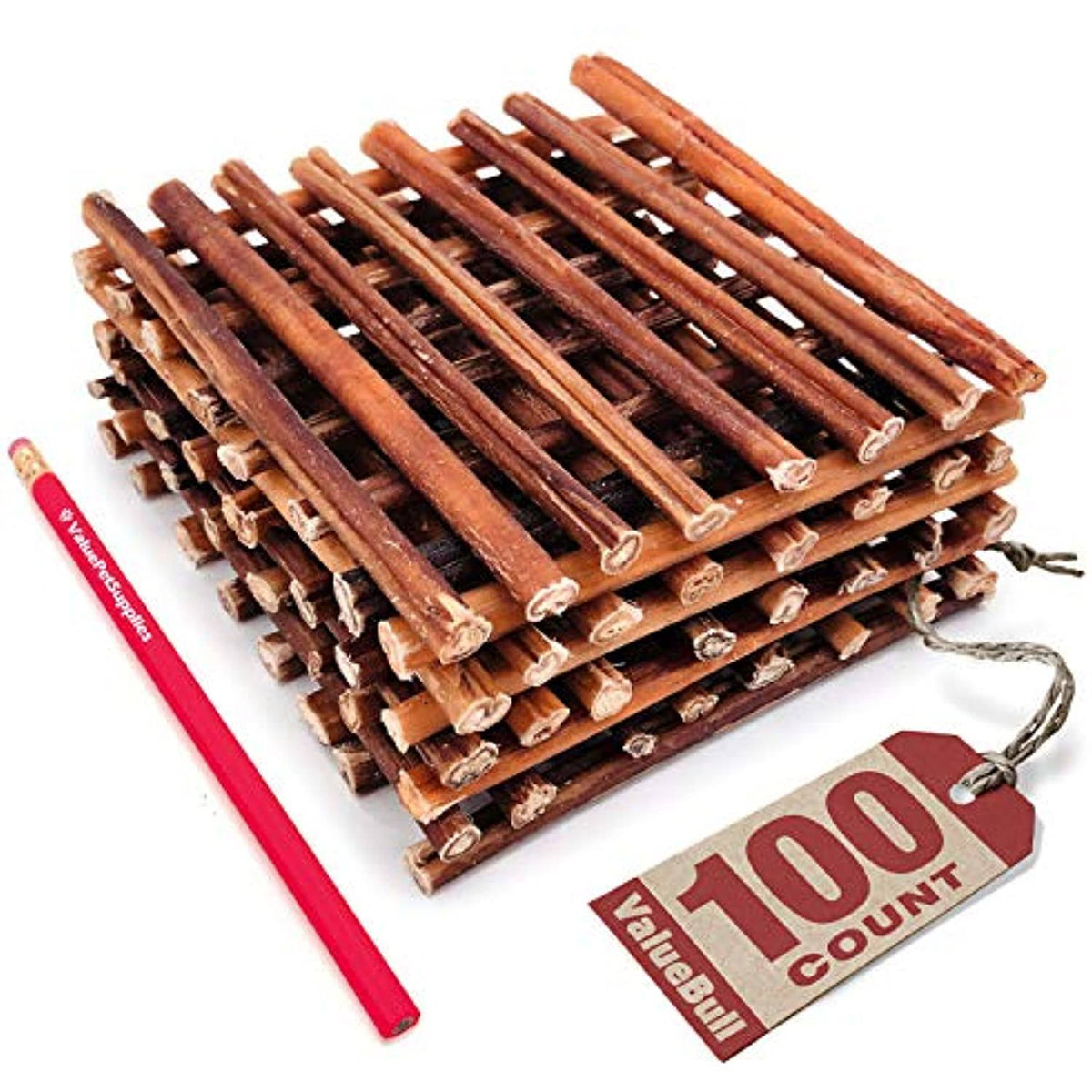 Bully Sticks for Small Dogs, Extra Thin 6 inch, 100 Count F204