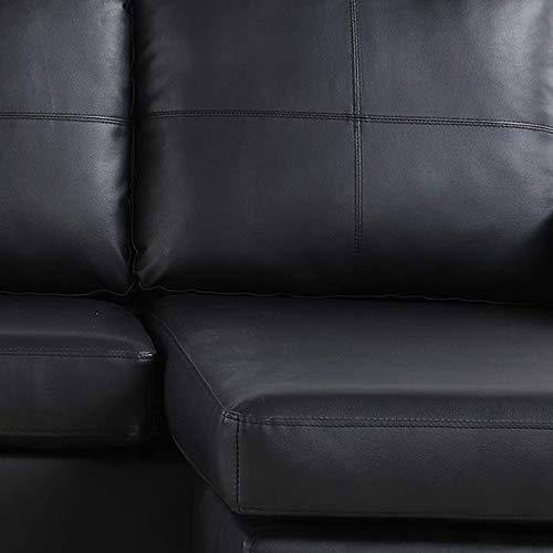 Black Bonded Leather Sectional Sofa S9019