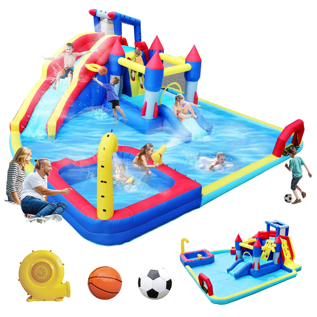 Inflatable Water Park with Splash Pool and Blower M414178