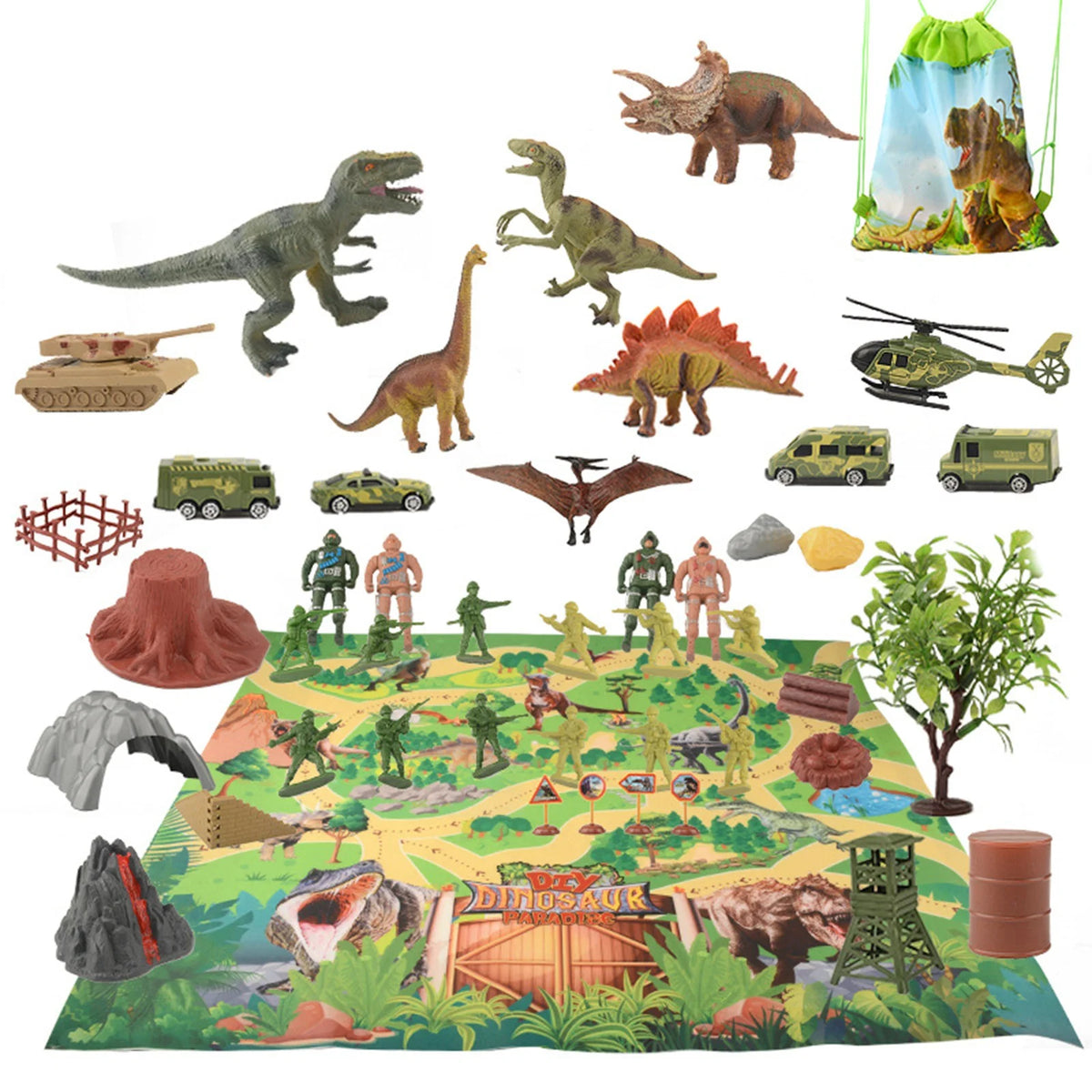 46 Pcs Children Dinosaur Toy Scene Y516009