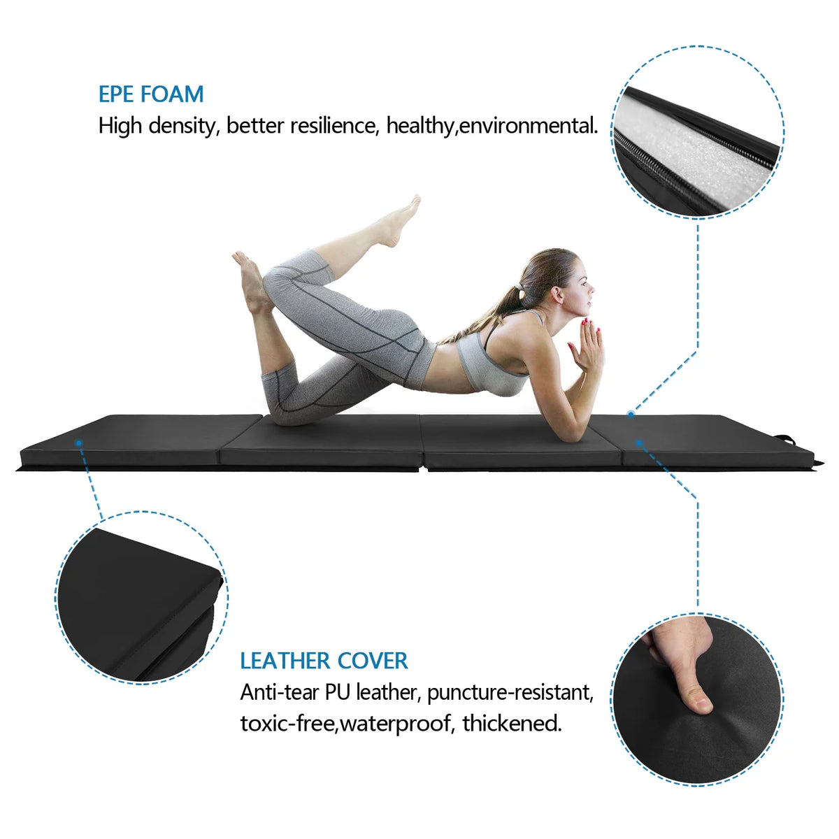 8' x 2ft x 2in Folding Gymnastics Aerobics Mat V135