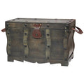 Antique Style Distressed Wooden Pirate Treasure Chest Trunk, Black J365067