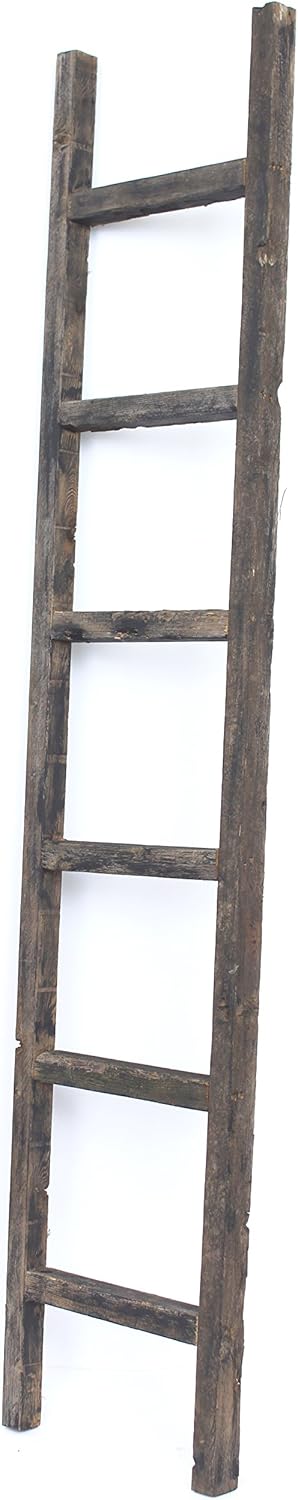 Rustic Farmhouse Decorative 6 ft Ladder Recycled Reclaimed Wood Z46809