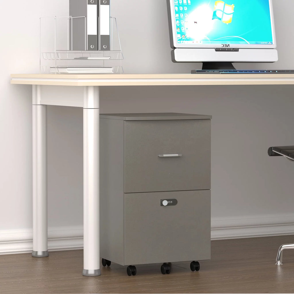 White Gray 2 Drawer Rolling File Cabinet K5693