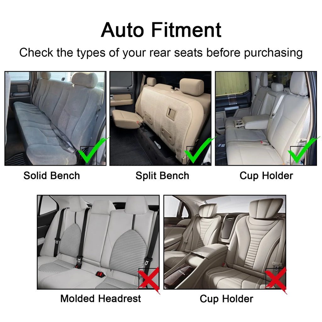 Brown Leather Rear Seat Covers Set, Waterproof Universal Fit S370379