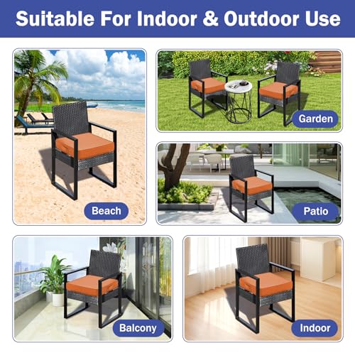 Waterproof Outdoor Chair Cushions Set of 4 with Handle and Ties, Beige J866