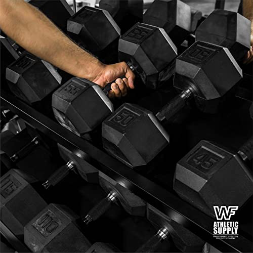 Rubber Encased Hex Dumbbells with Rubber Grip Contoured Handle Y86331