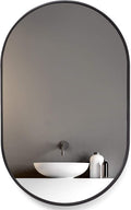 Black Oval Wall Mounted Mirror with Stainless Steel Frame H59040