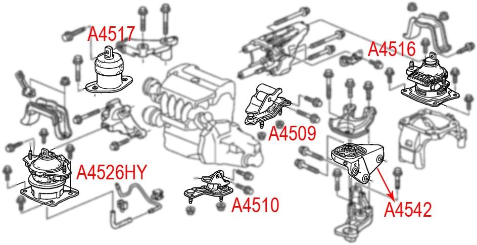 Engine Motor Mount Set for Honda Accord 2.4L P99334