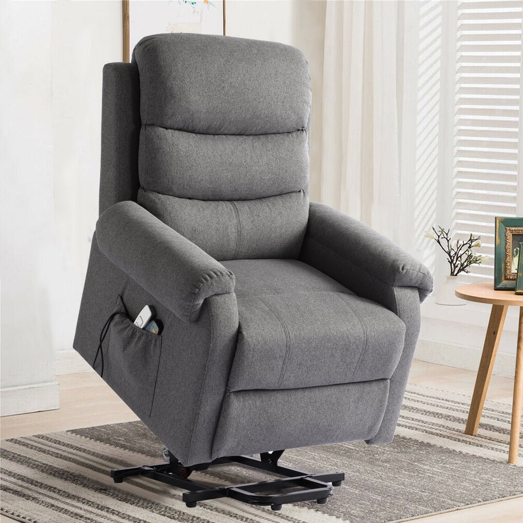Linen Fabric Heated Massage Power Lift Recliner Chair with USB Ports O15857