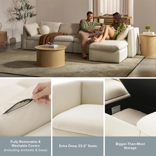 Oversized Modular Sectional Sofa with Storage and Ottoman Chaise N4697