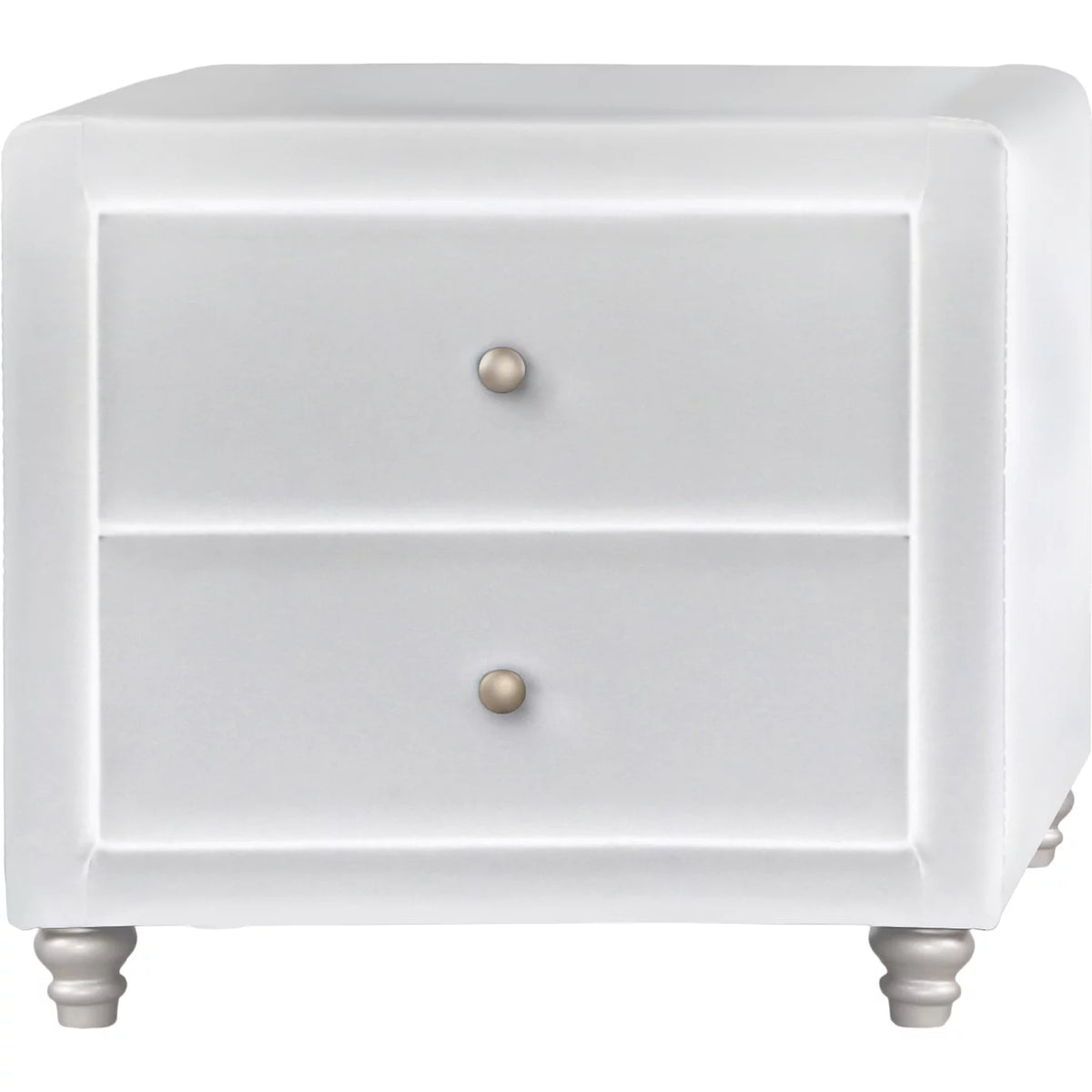 Queen White Platform Bedroom Set with Striped Headboard Q44261
