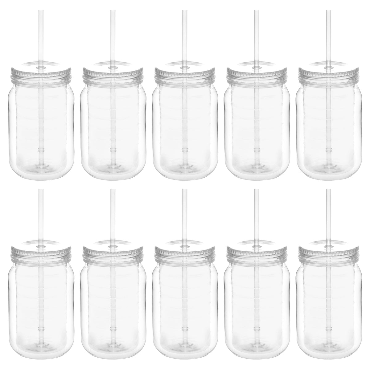 Acrylic Tumblers with Straw 18 oz Set of 10 Clear O609