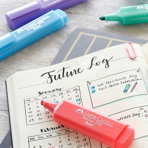 10 Fluorescent Textliner Markers Pastel Blue B493