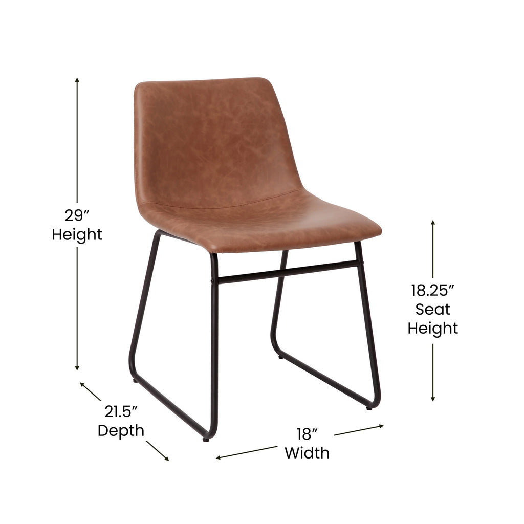 Light Brown Faux Leather Dining Chair Set of 2 K79833