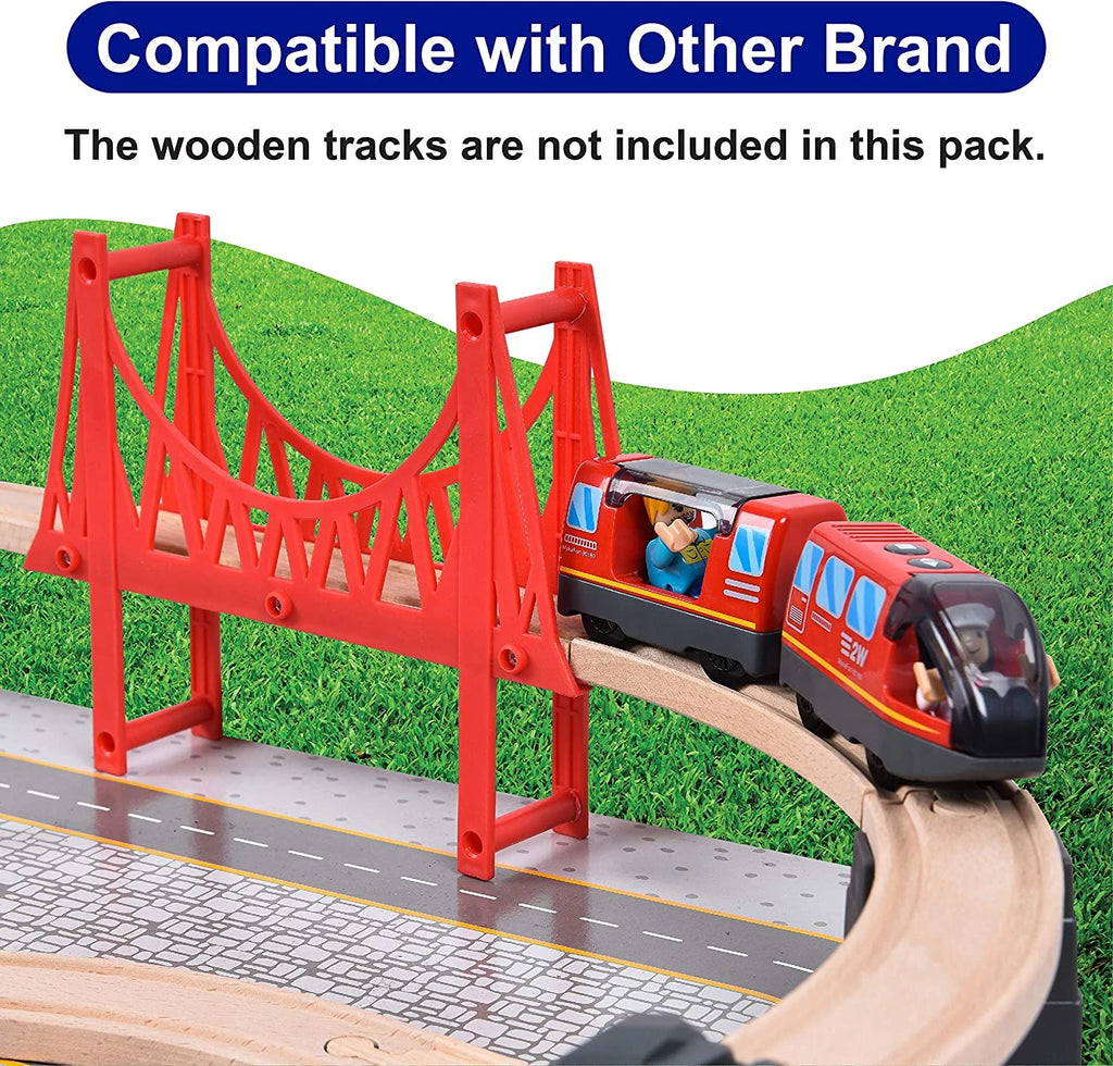 Red Battery Operated Action Locomotive Train Set for Wooden Train Tracks M335