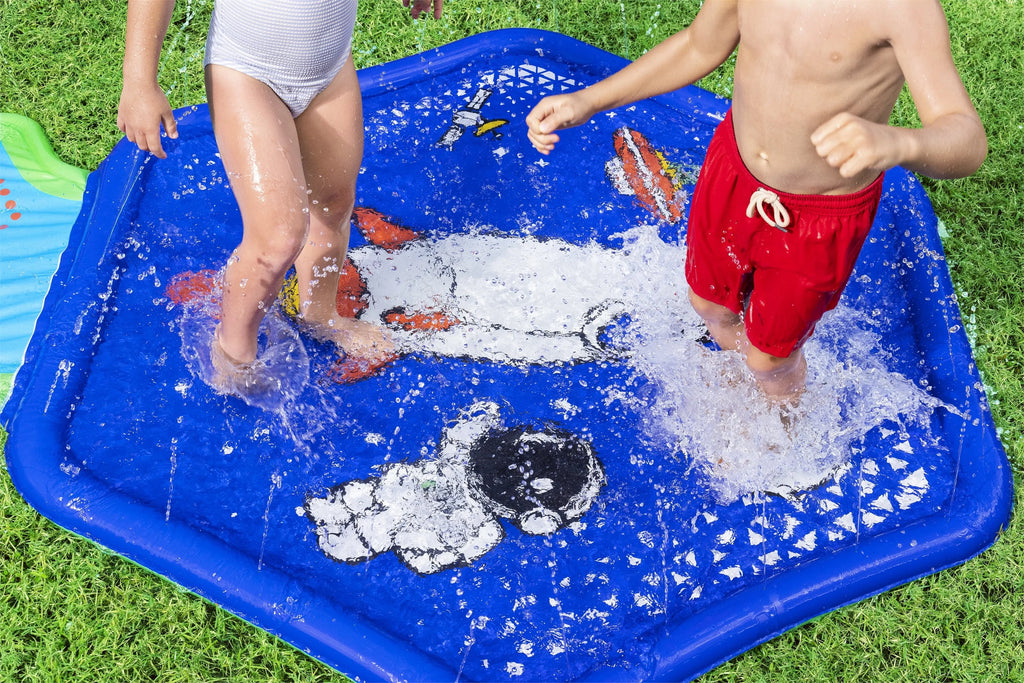 Kids Sprinkler Splash Pad and Inflatable Water Slide I56978