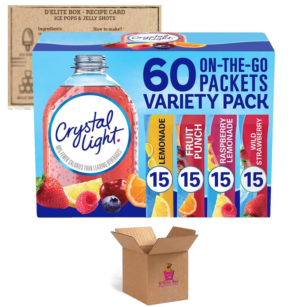 Sugar-Free Lemonade Fruit Punch Raspberry Lemonade Wild Strawberry Powdered Drink Singles Variety Pack, 60 Count Q54932