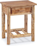 Pine Log End Table Nightstand with Storage Drawer N4376