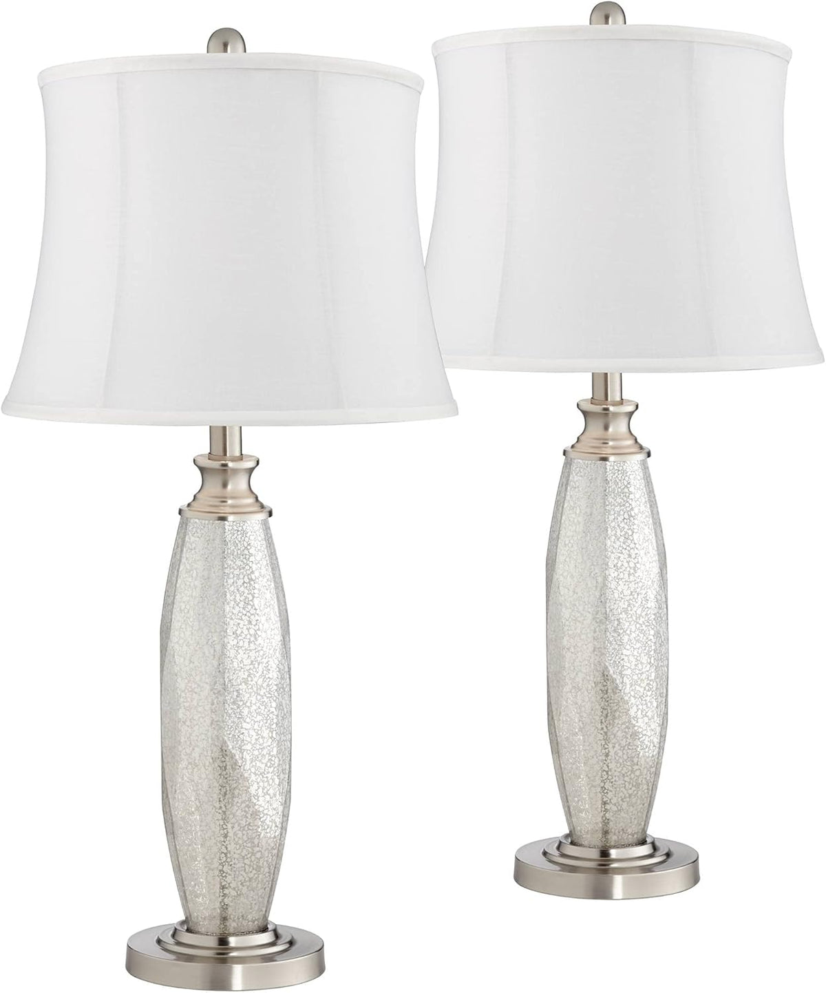 Set of 2 Mercury Glass Table Lamps with Drum Shade E51936