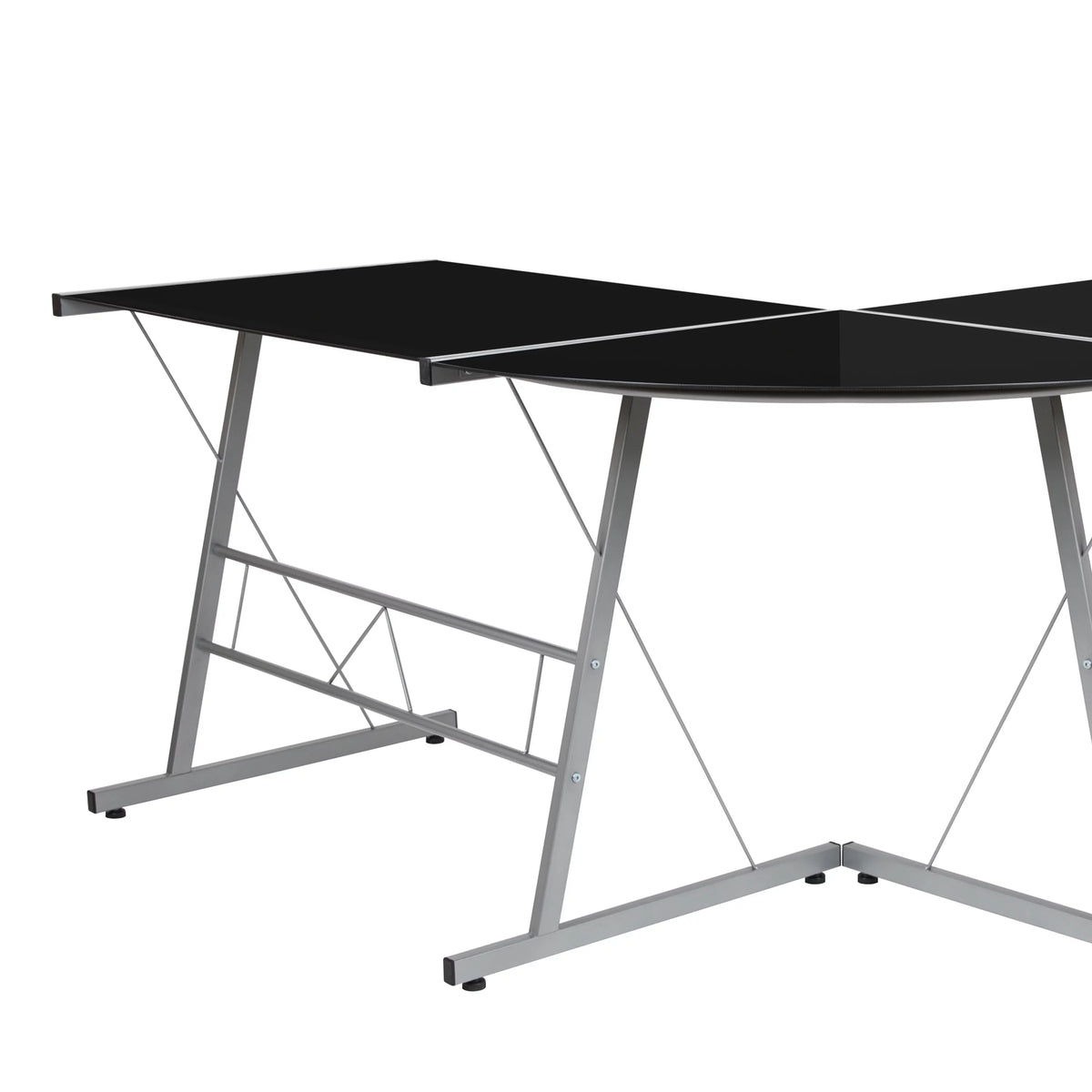 L-Shaped Gaming Desk with Black Tempered Glass Top F626953