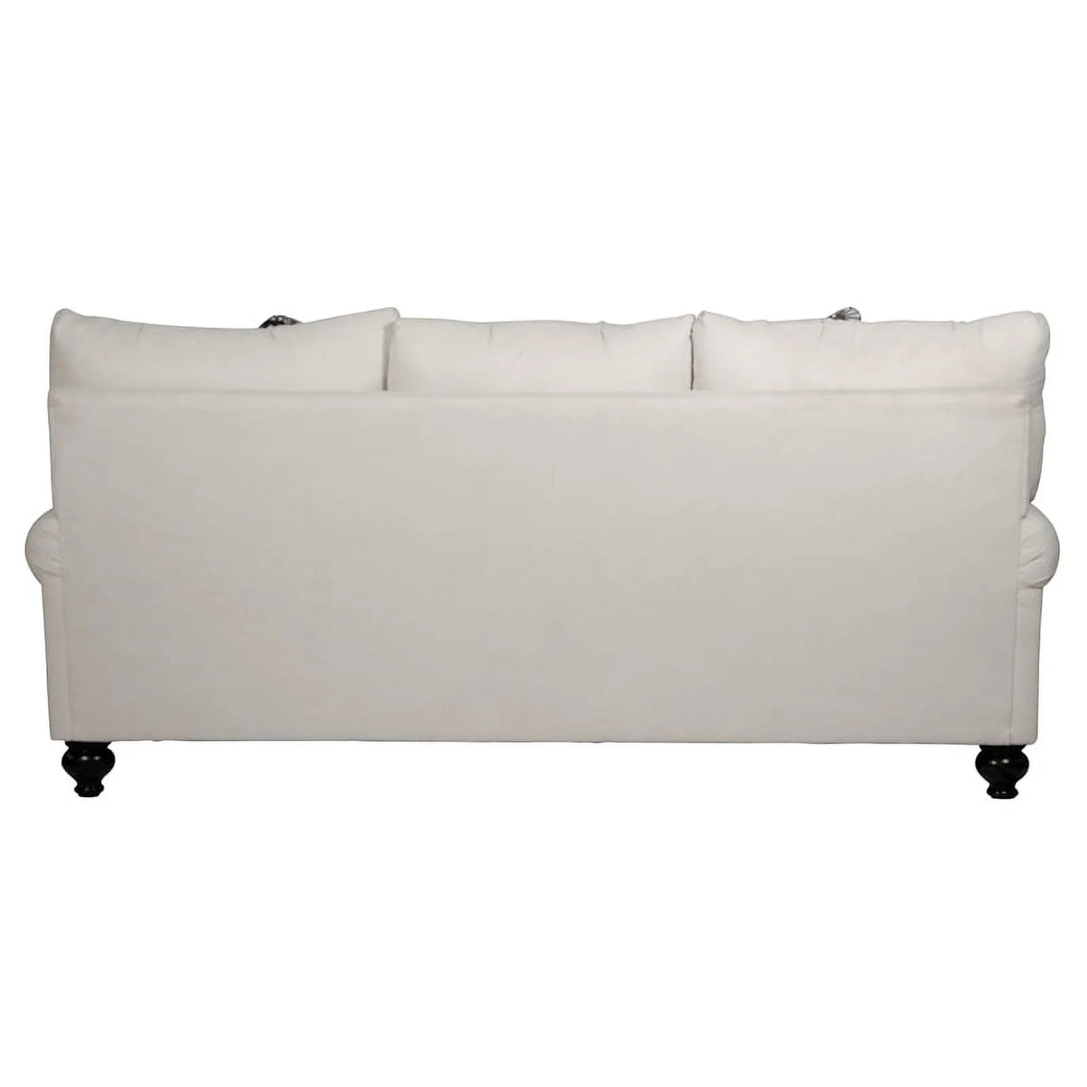 Ecru Off White Fabric 3 Seat Sofa with Accent Pillows F69427