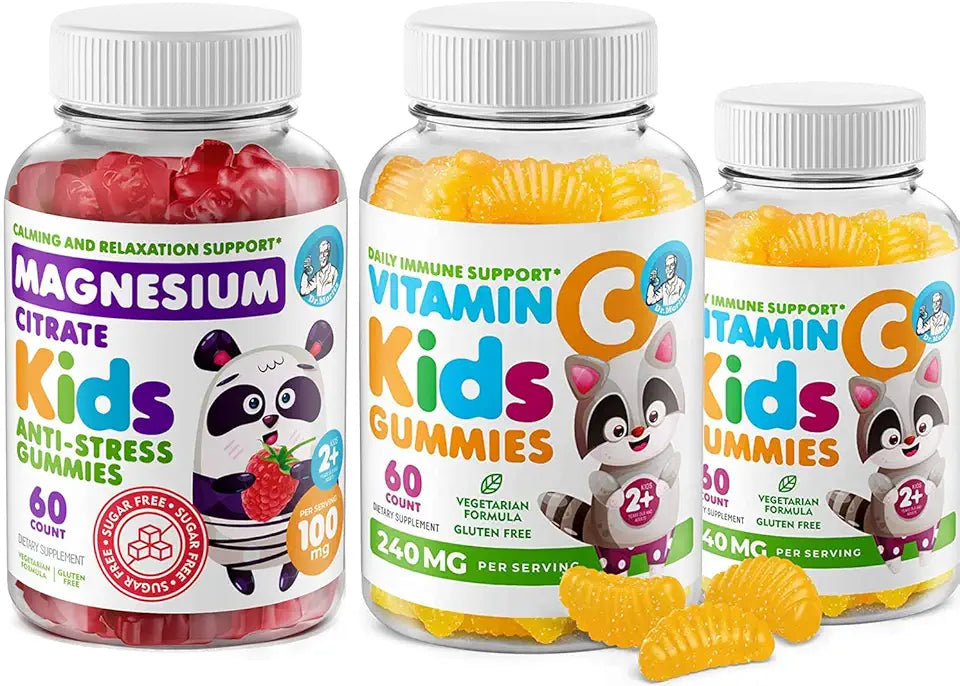 Sugar-Free Kids Magnesium Gummies with Vitamin C 60 Count 2 Pack A950611