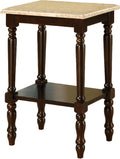 Round Stand with Genuine Marble Top, Dark Cherry Finish T22298