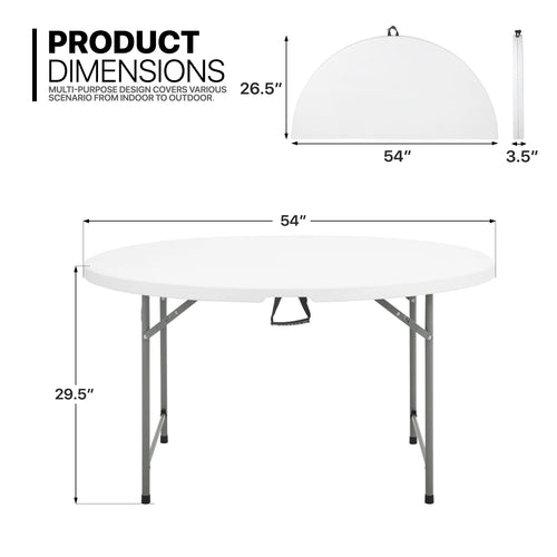 11 Pieces 4.5 Ft White Foldable Plastic Table and 10 Red Chair Set V54241
