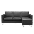 Black Bonded Leather Sectional Sofa S9019