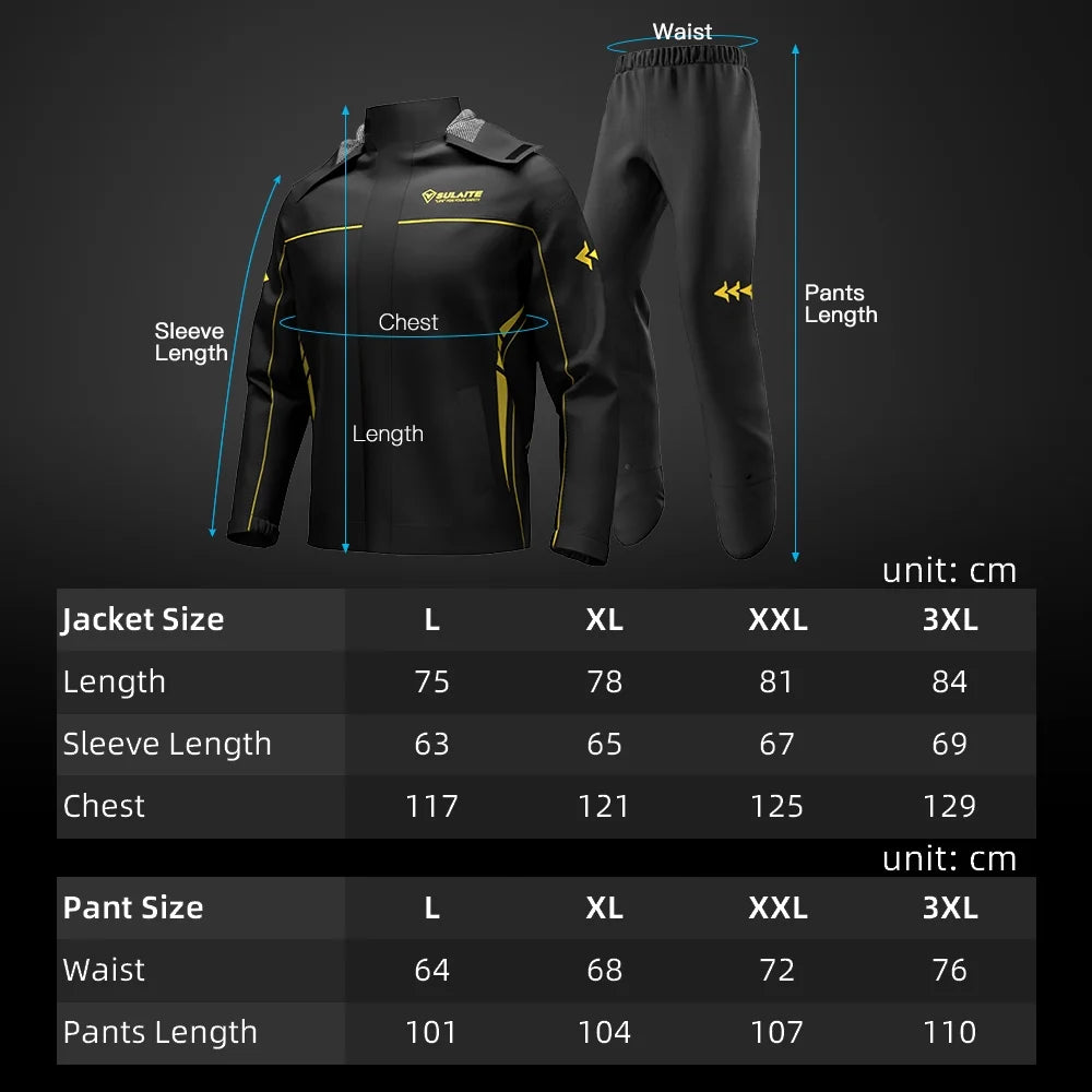 Waterproof Motorcycle Rain Suit Jacket and Pants with Storage Bag Z2153