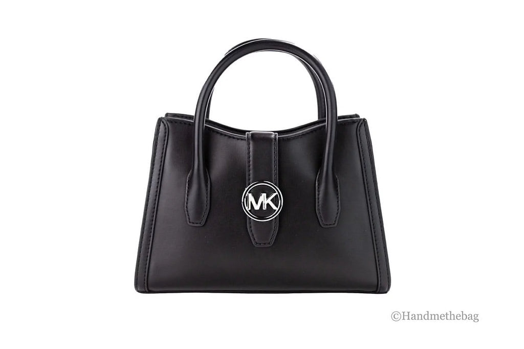 Black Leather Satchel Crossbody Bag S196