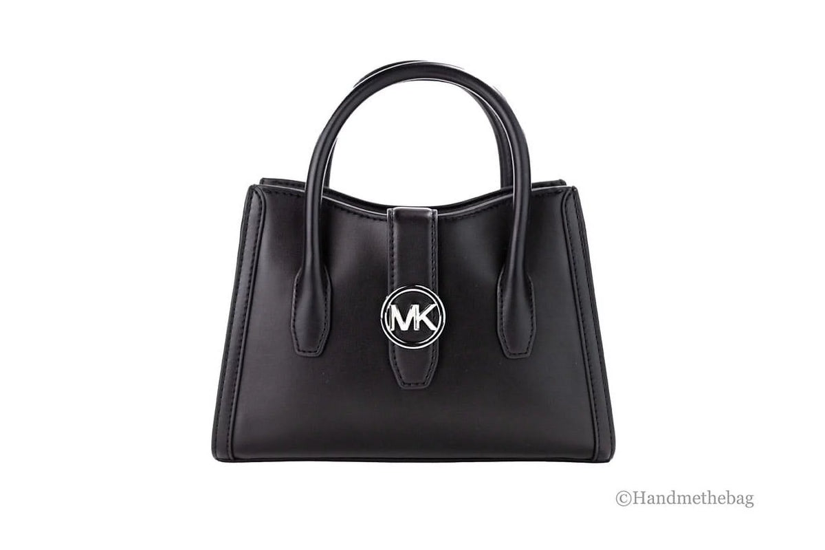 Black Leather Satchel Crossbody Bag S196