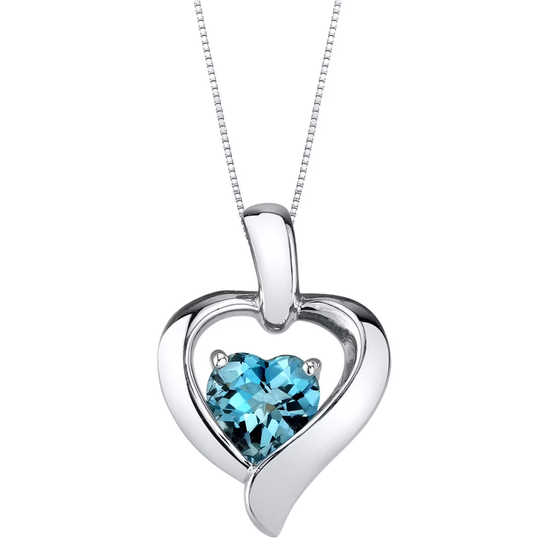 Heart Shape London Blue Topaz Pendant Necklace in Sterling Silver, 18" E5836