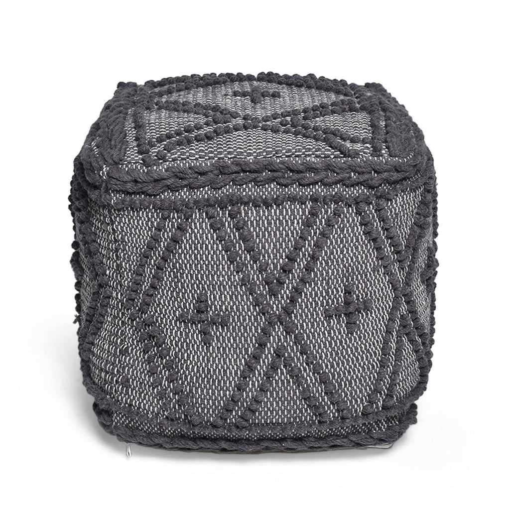 Charcoal Fabric Cube Pouf X517334