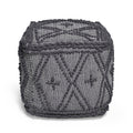 Charcoal Fabric Cube Pouf X517334