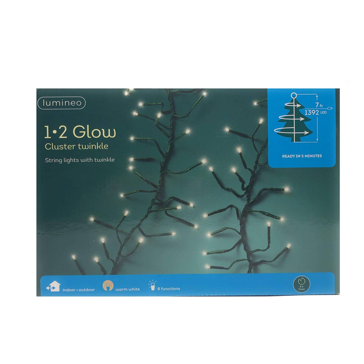 Green Wire LED Christmas Cluster Light Set E215