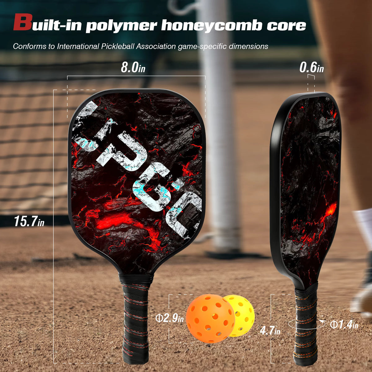 Graphite Fiber Pickleball Paddles Set with 4 Balls and Backpack T456192