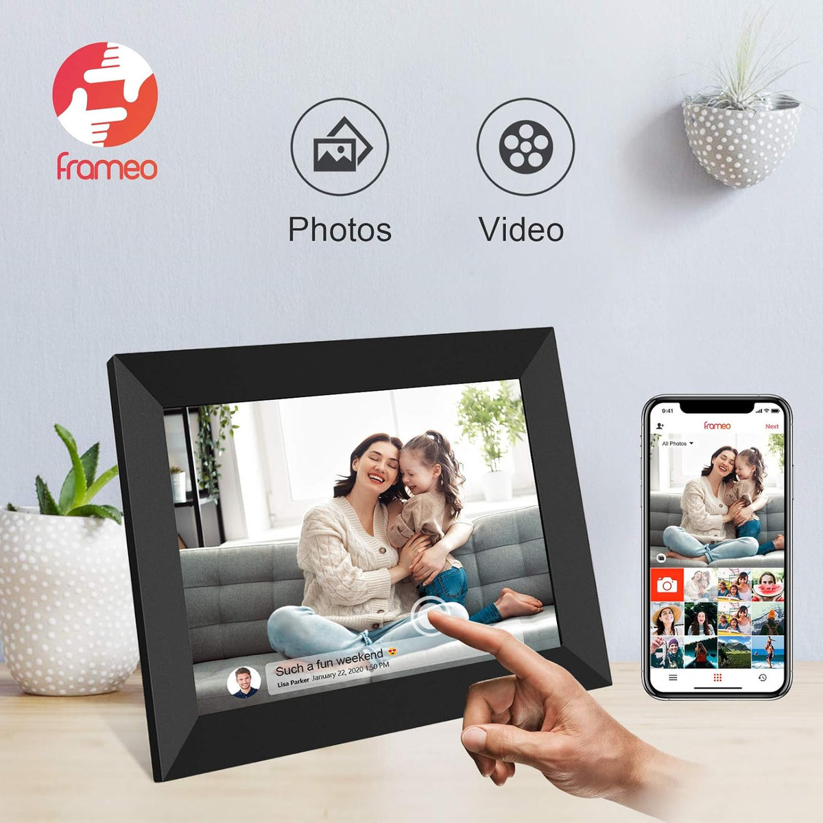 10 Inch Smart WiFi Digital Photo Frame 2K IPS LCD Touch Screen 16GB Storage T6834