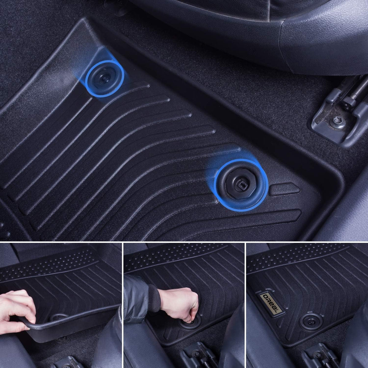 Black Waterproof Custom Fit Floor Mats for Tesla Model Y O6355