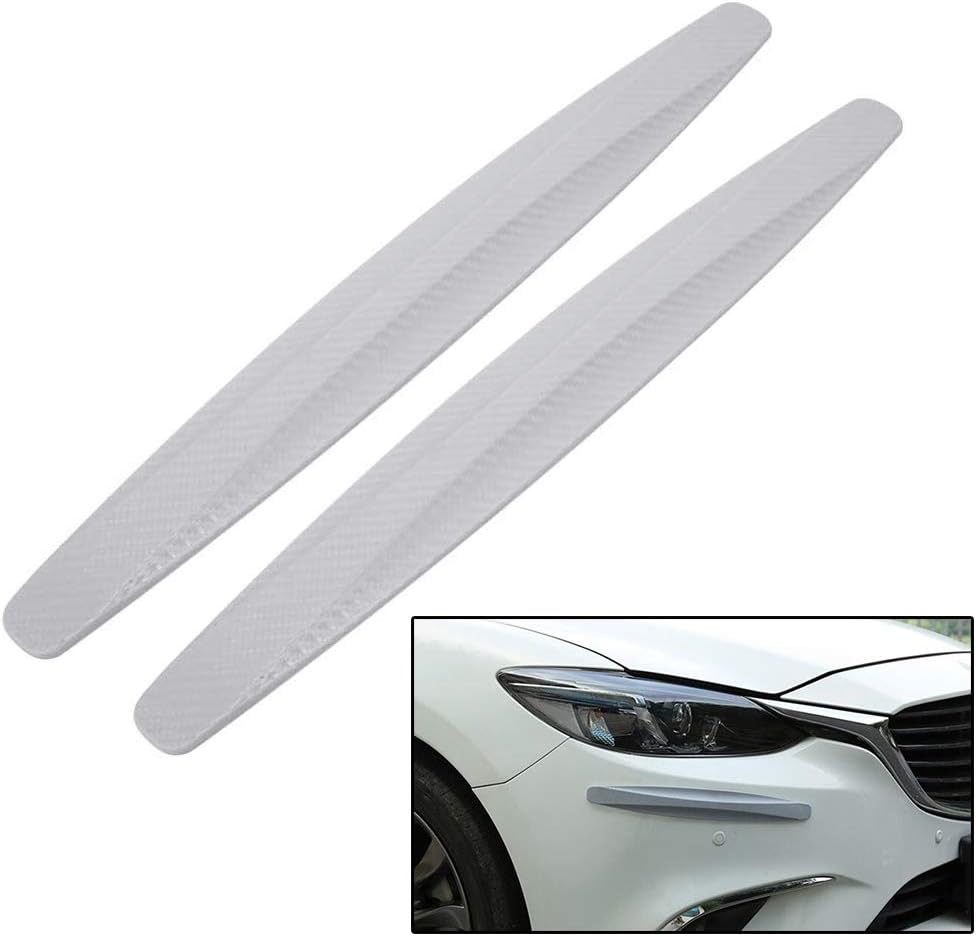 Car Front Rear Bumper Protector Anti-Collision Rubber Strips Pack of 2 White I750