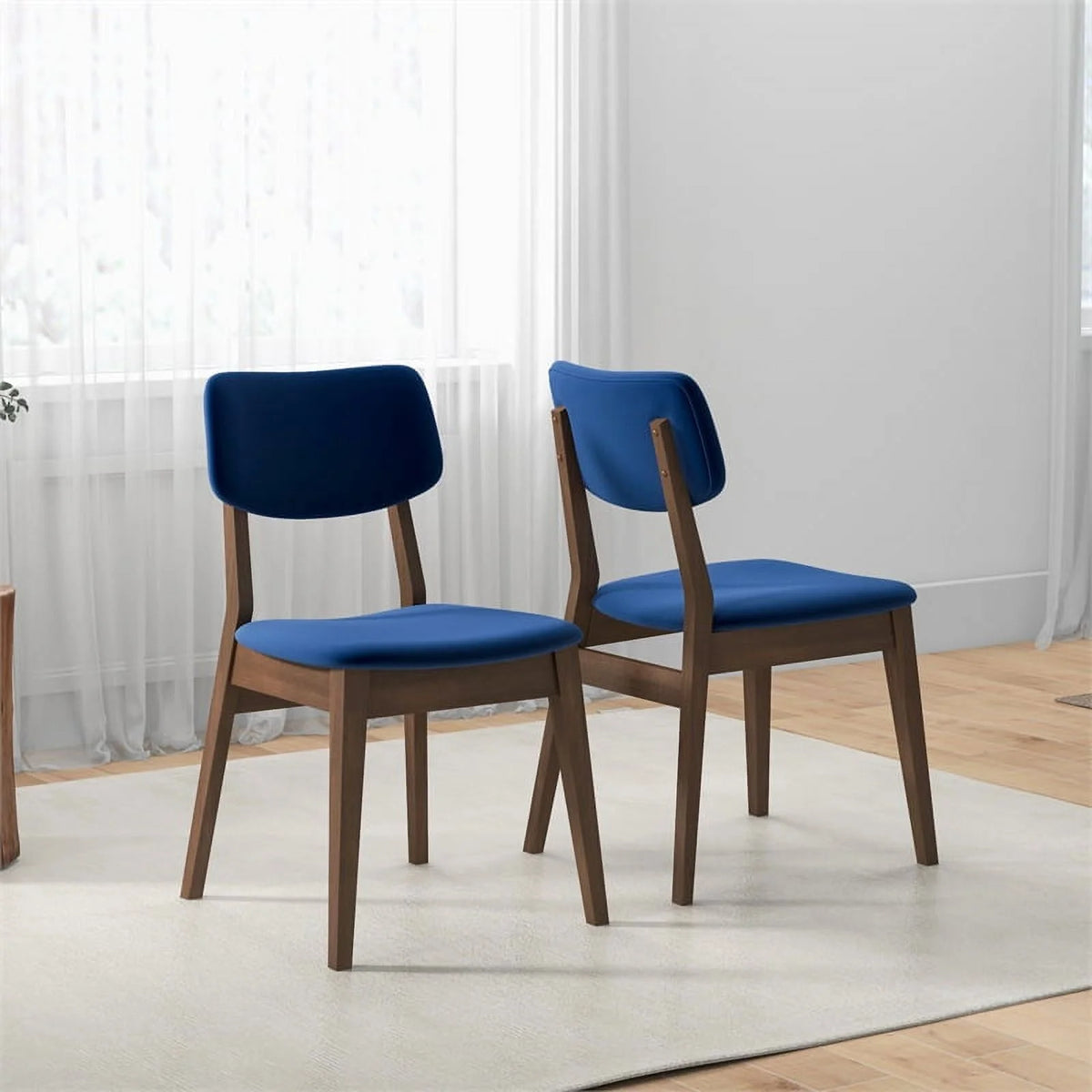 Blue Velvet Dining Chair Set of 2 F740