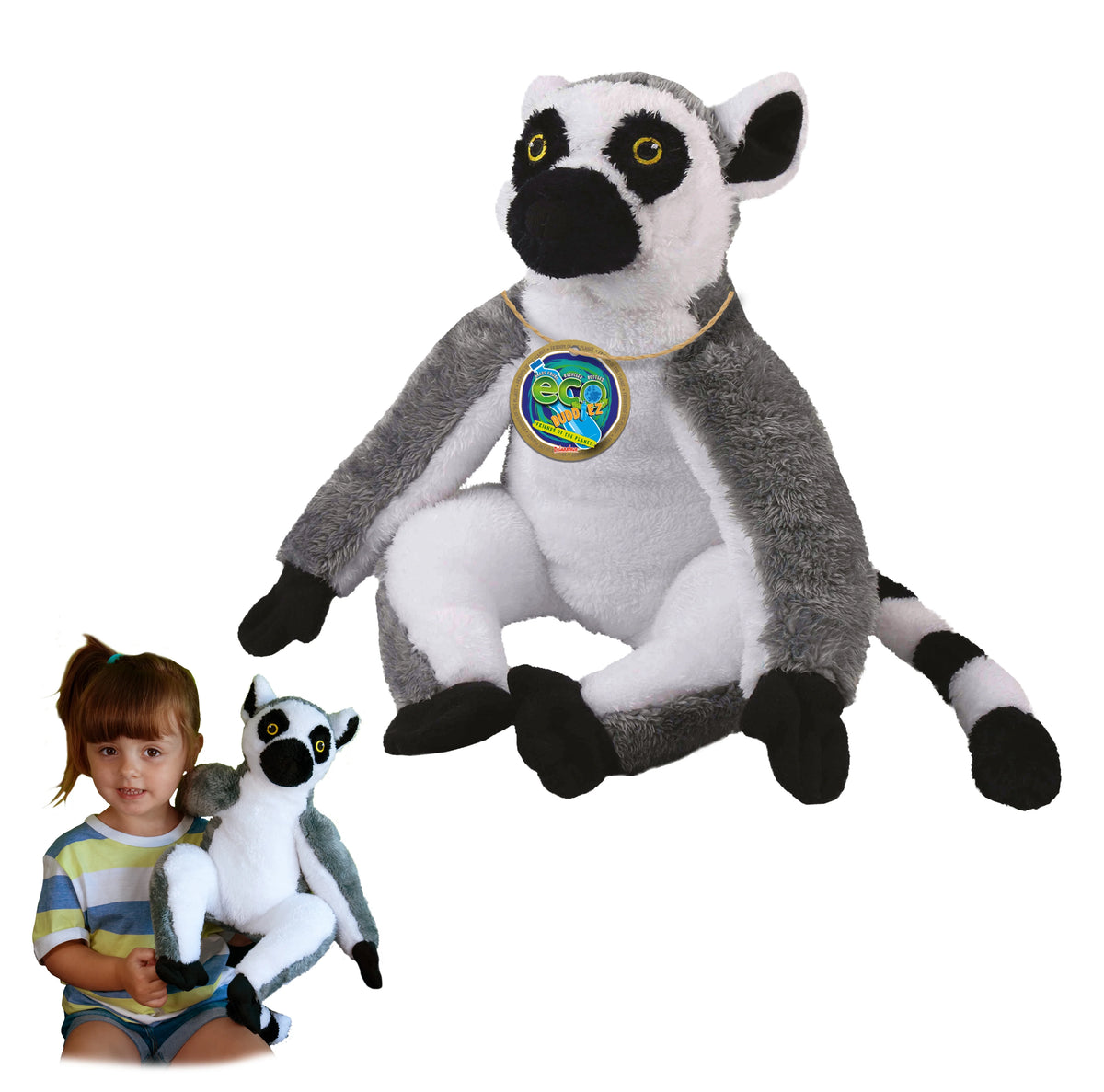 Ring Tailed Lemur 12 inch Soft Plush Toy made from Recycled Plastic Bottles E131553