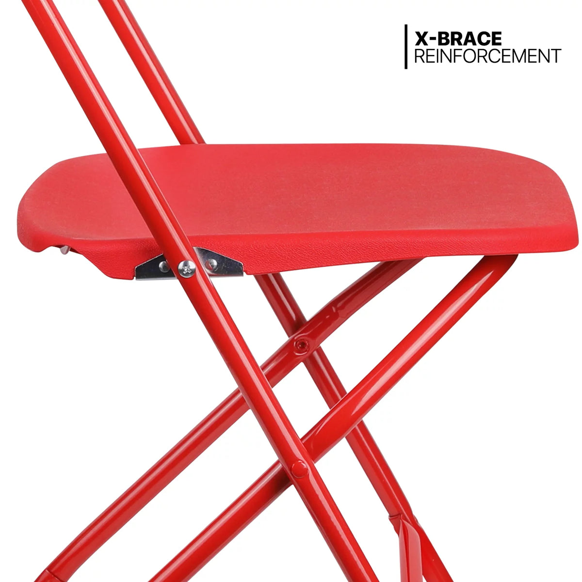 11 Pieces 4.5 Ft White Foldable Plastic Table and 10 Red Chair Set V54241