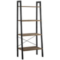 4 Shelf Wood and Metal Ladder Bookcase J7766