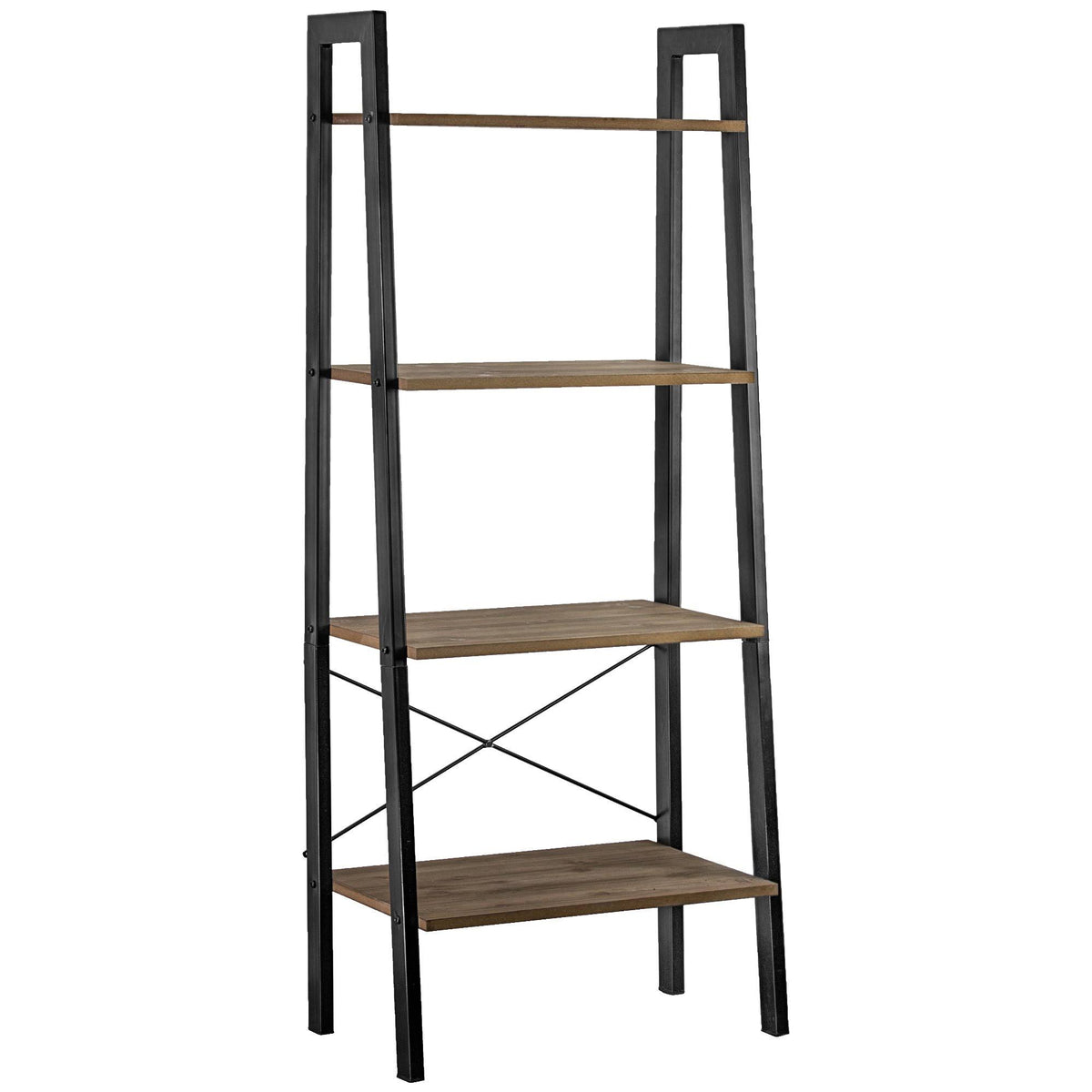 4 Shelf Wood and Metal Ladder Bookcase J7766