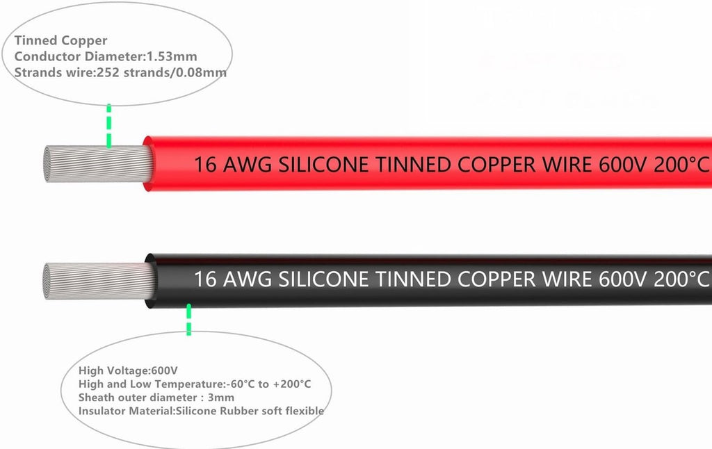 16 AWG Silicone Electrical Wire 160 Feet Tinned Copper Pack of 2 W388148