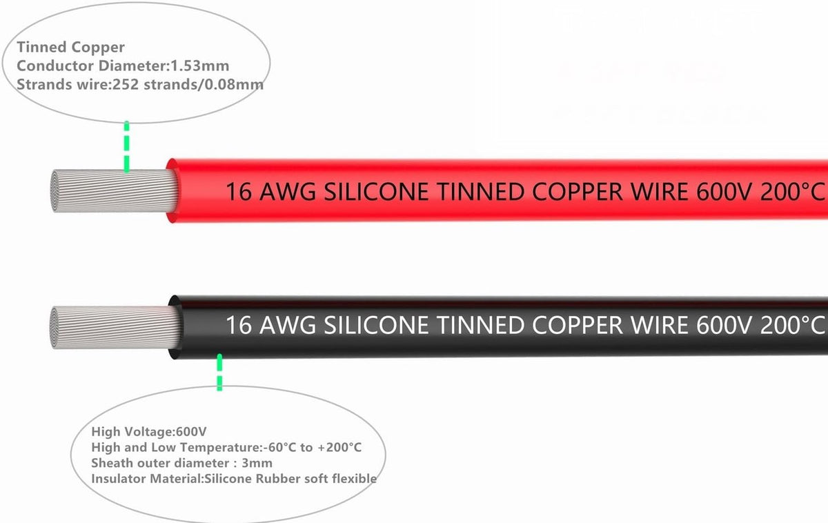 16 AWG Silicone Electrical Wire 160 Feet Tinned Copper Pack of 2 W388148