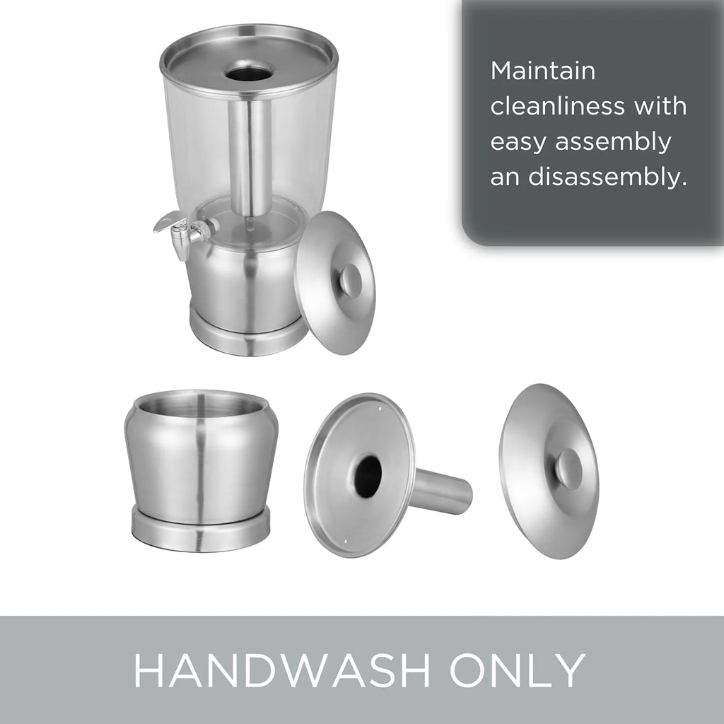 Stainless Steel Beverage Dispenser With Ice Container, Stand & Spigot U348368