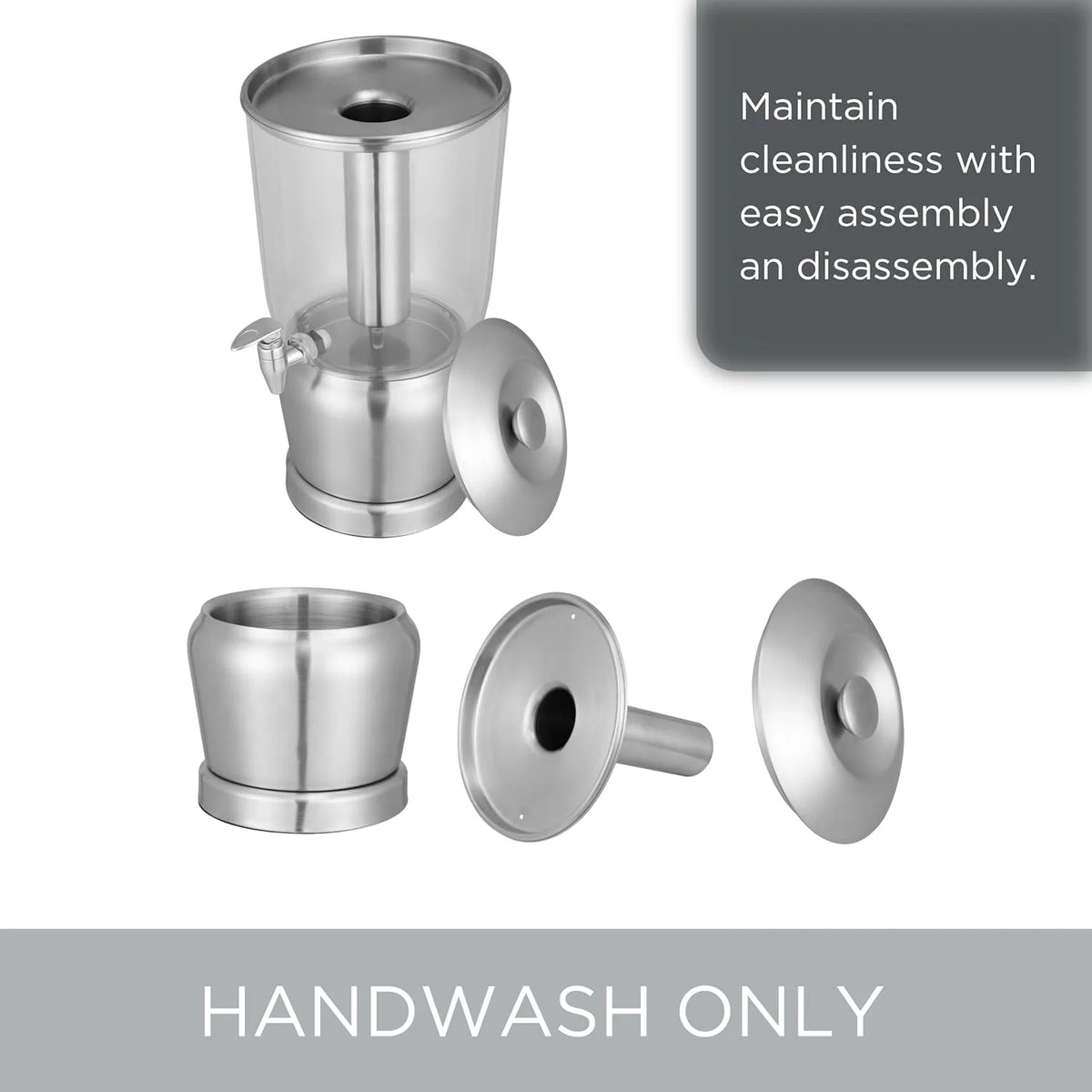 Stainless Steel Beverage Dispenser With Ice Container, Stand & Spigot U348368